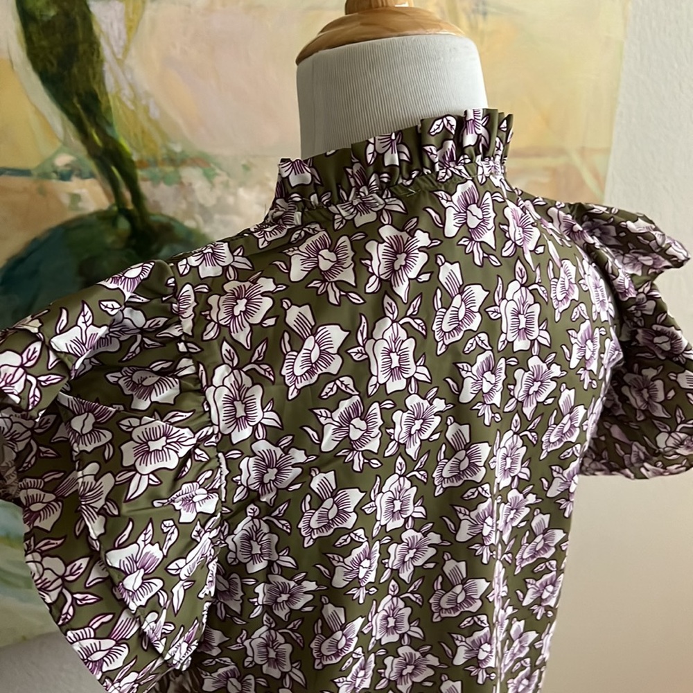 THML smocked Floral Blouse puff sleeve XS - Picture 5 of 16